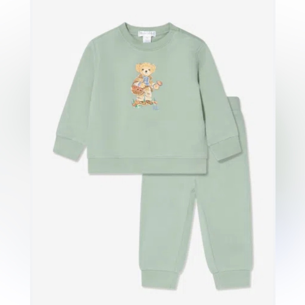 Polo Ralph Lauren Baby Boys Bear Tracksuit in Green sweat set 12mo
